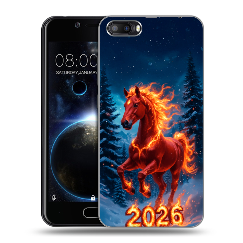 Пластиковый чехол на Doogee Shoot 2 с принтом Новый год коня Пластиковый чехол на Doogee Shoot 2 с принтом Новый год коня