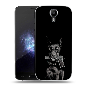 Пластиковый чехол на Doogee X9 Pro с принтом Доберман и пистолет Пластиковый чехол на Doogee X9 Pro с принтом Доберман и пистолет