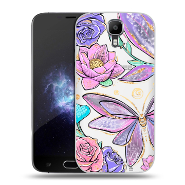 Пластиковый чехол на Doogee X9 Pro с принтом Бабочки и цветы Пластиковый чехол на Doogee X9 Pro с принтом Бабочки и цветы