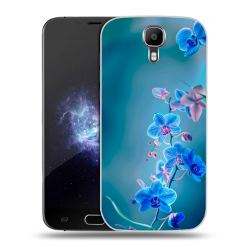Пластиковый чехол на Doogee X9 Pro с принтом Голубые цветы Пластиковый чехол на Doogee X9 Pro с принтом Голубые цветы