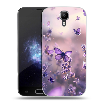 Пластиковый чехол на Doogee X9 Pro с принтом бабочки и лаванда