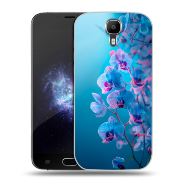Пластиковый чехол на Doogee X9 Pro с принтом голубые орхидеи Пластиковый чехол на Doogee X9 Pro с принтом голубые орхидеи