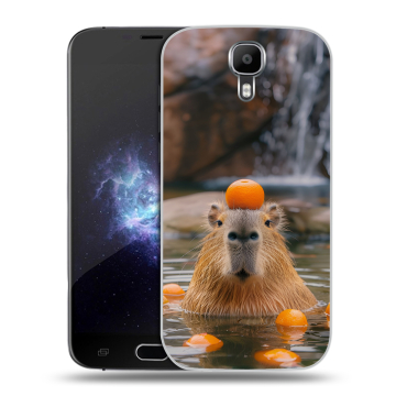 Пластиковый чехол на Doogee X9 Pro с принтом Капибара с апельсином Пластиковый чехол на Doogee X9 Pro с принтом Капибара с апельсином