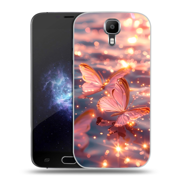 Пластиковый чехол на Doogee X9 Pro с принтом бабочки розовые
