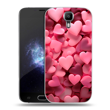 Пластиковый чехол на Doogee X9 Pro с принтом розовые сердечки Пластиковый чехол на Doogee X9 Pro с принтом розовые сердечки