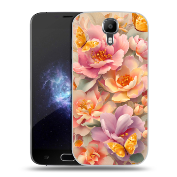 Пластиковый чехол на Doogee X9 Pro с принтом Цветы и бабочки