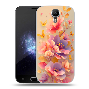 Пластиковый чехол на Doogee X9 Pro с принтом Цветы и бабочки
