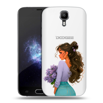 Пластиковый чехол на Doogee X9 Pro с принтом девушка цветы