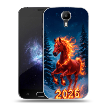 Пластиковый чехол на Doogee X9 Pro с принтом Новый год коня