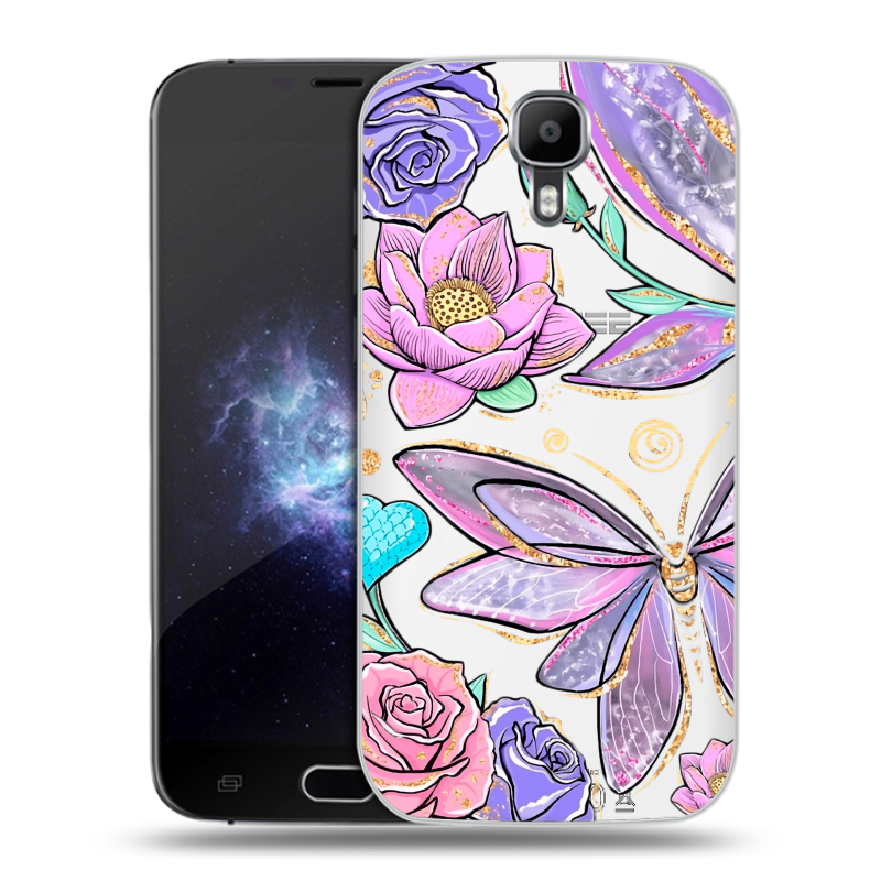 Пластиковый чехол на Doogee X9 Pro с принтом Бабочки и цветы Пластиковый чехол на Doogee X9 Pro с принтом Бабочки и цветы