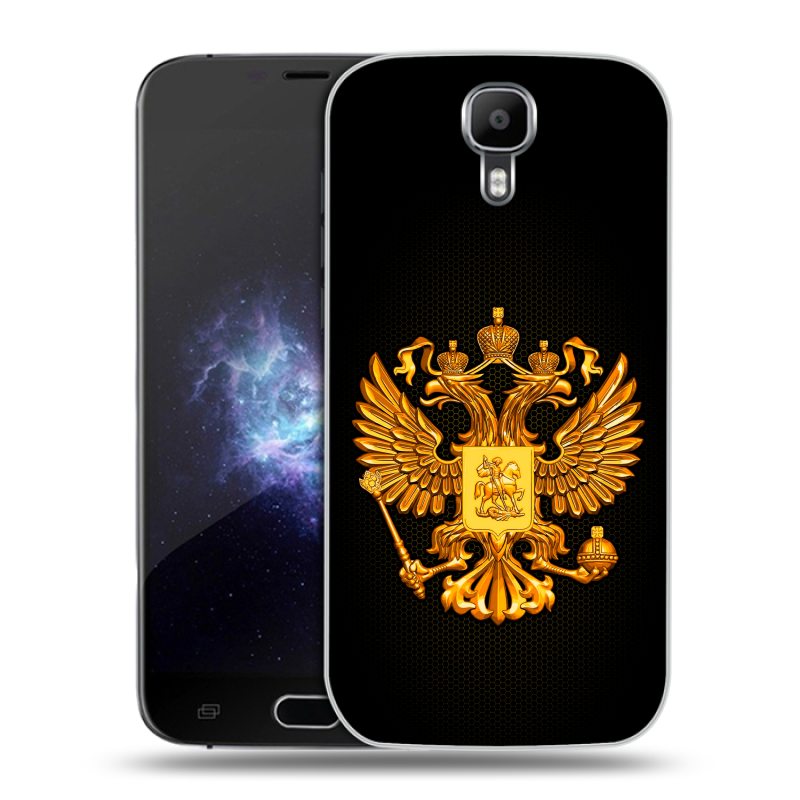 Пластиковый чехол на Doogee X9 Pro с принтом Герб России желтый Пластиковый чехол на Doogee X9 Pro с принтом Герб России желтый
