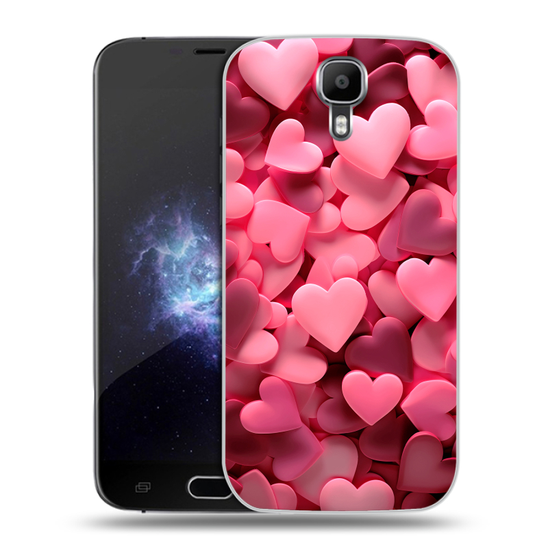 Пластиковый чехол на Doogee X9 Pro с принтом розовые сердечки Пластиковый чехол на Doogee X9 Pro с принтом розовые сердечки
