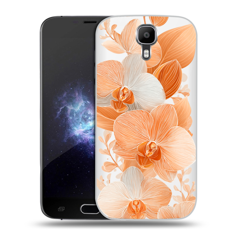 Пластиковый чехол на Doogee X9 Pro с принтом Бежевые цветы Пластиковый чехол на Doogee X9 Pro с принтом Бежевые цветы