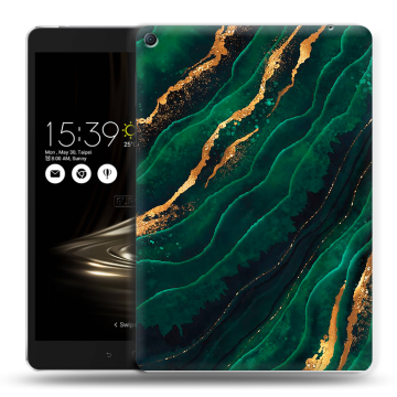 Силиконовый чехол на планшета Asus ZenPad 3S 10 LTE с принтом Мрамор зеленое золото Силиконовый чехол на планшета Asus ZenPad 3S 10 LTE с принтом Мрамор зеленое золото