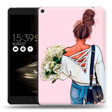Силиконовый чехол на планшета Asus ZenPad 3S 10 LTE с принтом Девушка и букет Силиконовый чехол на планшета Asus ZenPad 3S 10 LTE с принтом Девушка и букет
