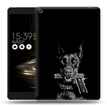 Силиконовый чехол на Asus ZenPad 3S 10 LTE с принтом Доберман и пистолет