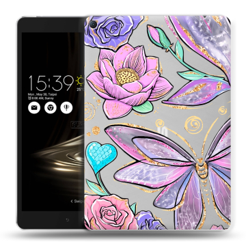 Силиконовый чехол на Asus ZenPad 3S 10 LTE с принтом Бабочки и цветы