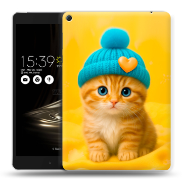 Силиконовый чехол на Asus ZenPad 3S 10 LTE с принтом Котенок в шапке