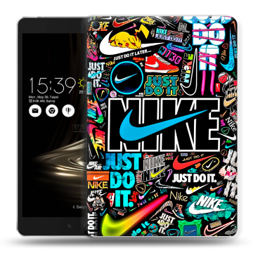 Силиконовый чехол на Asus ZenPad 3S 10 LTE с принтом найк nike черный