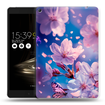 Силиконовый чехол на Asus ZenPad 3S 10 LTE с принтом цветы бабочки
