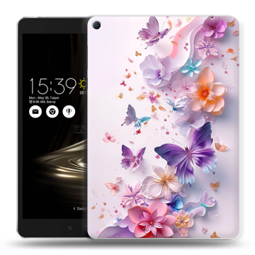 Силиконовый чехол на Asus ZenPad 3S 10 LTE с принтом цветы бабочки