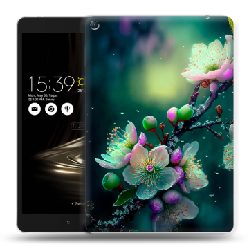 Силиконовый чехол на Asus ZenPad 3S 10 LTE с принтом Цветы и мрамор