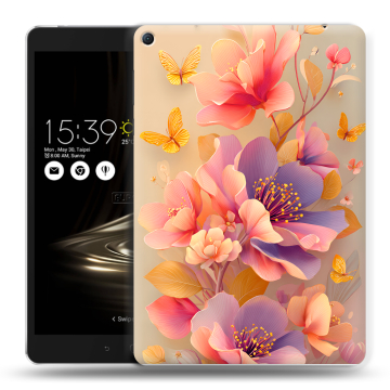 Силиконовый чехол на Asus ZenPad 3S 10 LTE с принтом Цветы и бабочки Силиконовый чехол на Asus ZenPad 3S 10 LTE с принтом Цветы и бабочки