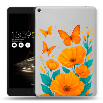 Силиконовый чехол на Asus ZenPad 3S 10 LTE с принтом цветы бабочки Силиконовый чехол на Asus ZenPad 3S 10 LTE с принтом цветы бабочки
