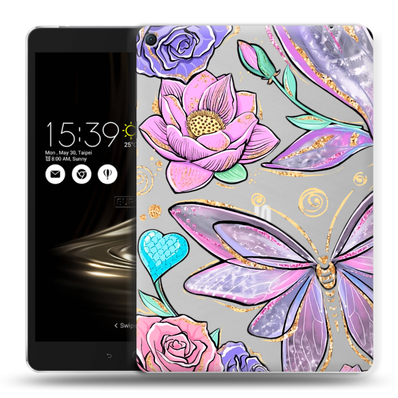 Силиконовый чехол на Asus ZenPad 3S 10 LTE с принтом Бабочки и цветы Силиконовый чехол на Asus ZenPad 3S 10 LTE с принтом Бабочки и цветы