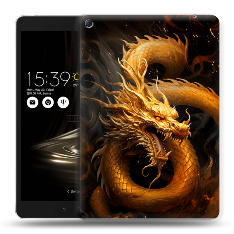 Силиконовый чехол на Asus ZenPad 3S 10 LTE с принтом Золотой дракон Силиконовый чехол на Asus ZenPad 3S 10 LTE с принтом Золотой дракон