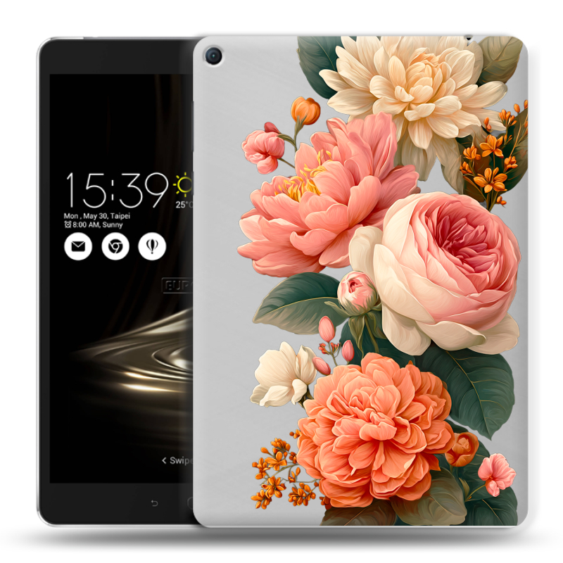 Силиконовый чехол на Asus ZenPad 3S 10 LTE с принтом цветы Силиконовый чехол на Asus ZenPad 3S 10 LTE с принтом цветы