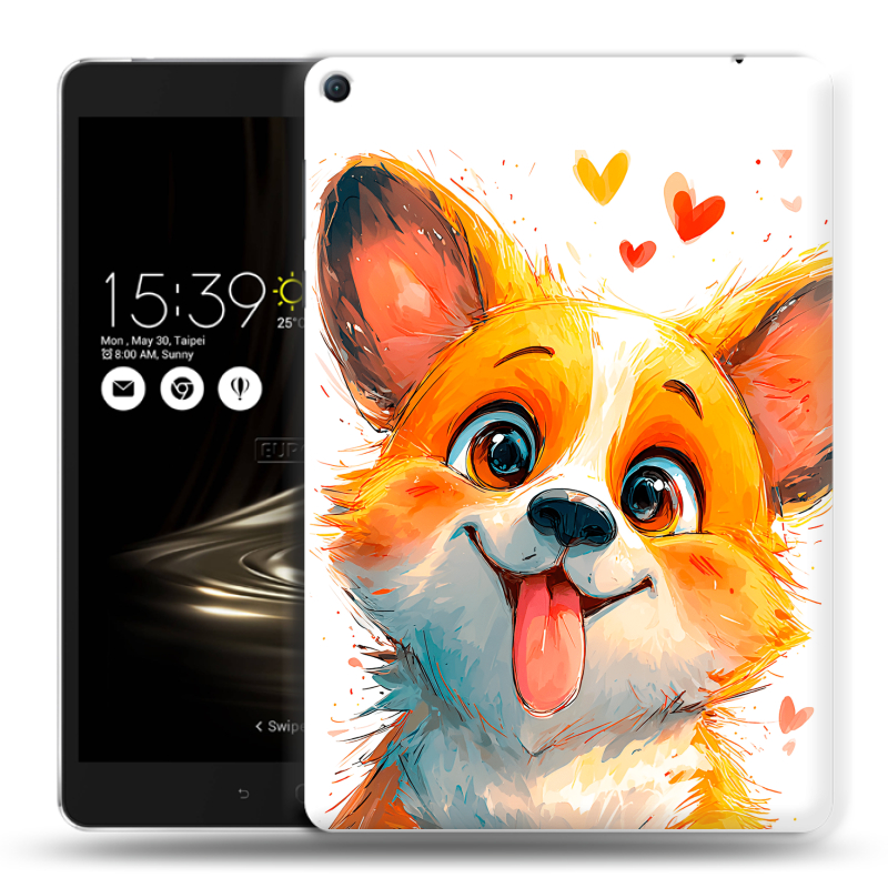 Силиконовый чехол на Asus ZenPad 3S 10 LTE с принтом корги Силиконовый чехол на Asus ZenPad 3S 10 LTE с принтом корги