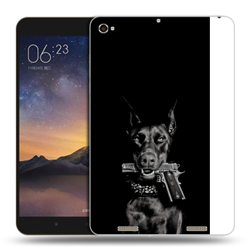 Силиконовый чехол на планшета Xiaomi MiPad 3 с принтом Доберман и пистолет