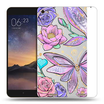 Силиконовый чехол на Xiaomi MiPad 3 с принтом Бабочки и цветы Силиконовый чехол на Xiaomi MiPad 3 с принтом Бабочки и цветы