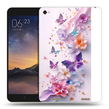 Силиконовый чехол на Xiaomi MiPad 3 с принтом цветы бабочки Силиконовый чехол на Xiaomi MiPad 3 с принтом цветы бабочки
