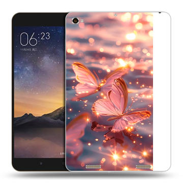 Силиконовый чехол на Xiaomi MiPad 3 с принтом бабочки розовые Силиконовый чехол на Xiaomi MiPad 3 с принтом бабочки розовые