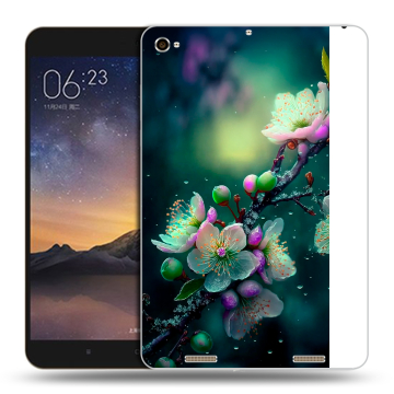 Силиконовый чехол на Xiaomi MiPad 3 с принтом Цветы и мрамор Силиконовый чехол на Xiaomi MiPad 3 с принтом Цветы и мрамор