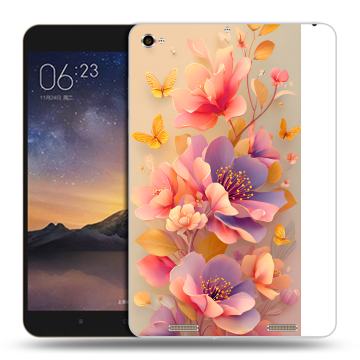 Силиконовый чехол на Xiaomi MiPad 3 с принтом Цветы и бабочки Силиконовый чехол на Xiaomi MiPad 3 с принтом Цветы и бабочки