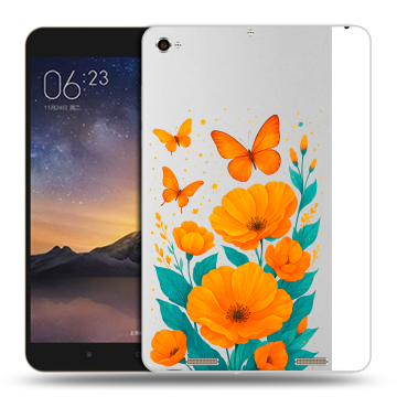 Силиконовый чехол на Xiaomi MiPad 3 с принтом цветы бабочки Силиконовый чехол на Xiaomi MiPad 3 с принтом цветы бабочки