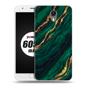 Пластиковый чехол на Ulefone Power 2 с принтом Мрамор зеленое золото Пластиковый чехол на Ulefone Power 2 с принтом Мрамор зеленое золото