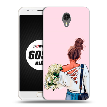 Пластиковый чехол на Ulefone Power 2 с принтом Девушка и букет Пластиковый чехол на Ulefone Power 2 с принтом Девушка и букет