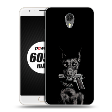 Пластиковый чехол на Ulefone Power 2 с принтом Доберман и пистолет Пластиковый чехол на Ulefone Power 2 с принтом Доберман и пистолет