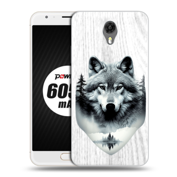 Пластиковый чехол на Ulefone Power 2 с принтом Волк в лесу Пластиковый чехол на Ulefone Power 2 с принтом Волк в лесу