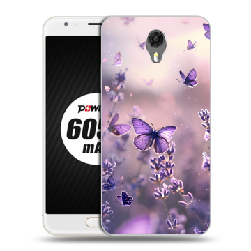 Пластиковый чехол на Ulefone Power 2 с принтом бабочки и лаванда Пластиковый чехол на Ulefone Power 2 с принтом бабочки и лаванда