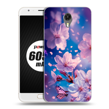 Пластиковый чехол на Ulefone Power 2 с принтом цветы бабочки Пластиковый чехол на Ulefone Power 2 с принтом цветы бабочки