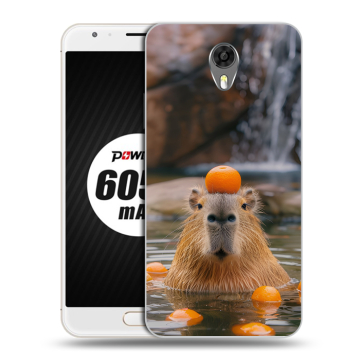Пластиковый чехол на Ulefone Power 2 с принтом Капибара с апельсином Пластиковый чехол на Ulefone Power 2 с принтом Капибара с апельсином