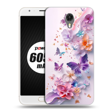 Пластиковый чехол на Ulefone Power 2 с принтом цветы бабочки Пластиковый чехол на Ulefone Power 2 с принтом цветы бабочки