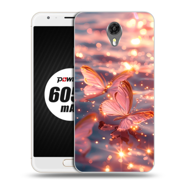 Пластиковый чехол на Ulefone Power 2 с принтом бабочки розовые Пластиковый чехол на Ulefone Power 2 с принтом бабочки розовые