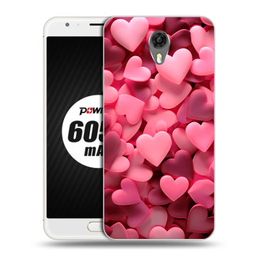 Пластиковый чехол на Ulefone Power 2 с принтом розовые сердечки Пластиковый чехол на Ulefone Power 2 с принтом розовые сердечки