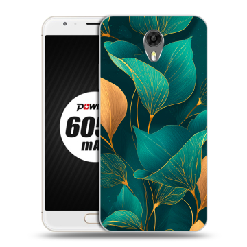 Пластиковый чехол на Ulefone Power 2 с принтом Листья и золото Пластиковый чехол на Ulefone Power 2 с принтом Листья и золото